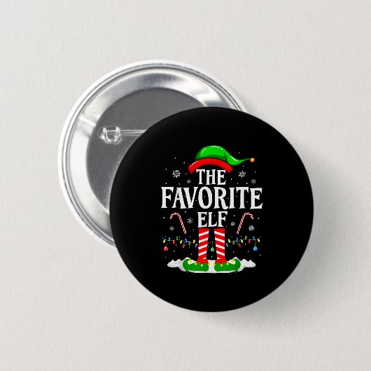 The Favorite Elf Funny Xmas Matching Family Christ Button (Vorne & Hinten)