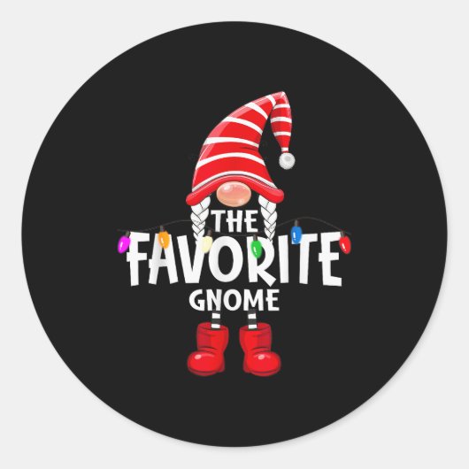 The Favorite Gnome Christmas Matching Pajama Runder Aufkleber (Vorderseite)