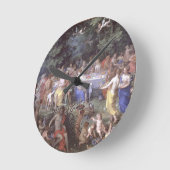 The Feast of the Gods (oil on canvas) Runde Wanduhr (Winkel)