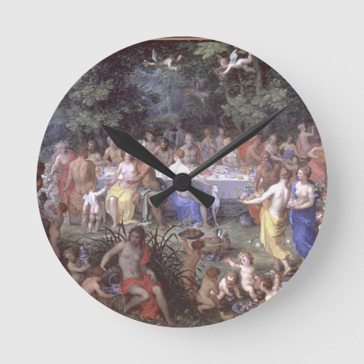 The Feast of the Gods (oil on canvas) Runde Wanduhr (Vorderseite)
