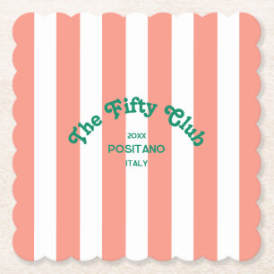 The Fifty Club Peach Beach Stripe 50. Geburtstag Untersetzer