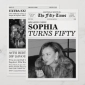 The Fifty Times Newspaper 50th Birthday Party Einladung (Vorne/Hinten)