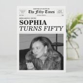 The Fifty Times Newspaper 50th Birthday Party Einladung (Stehend Vorderseite)