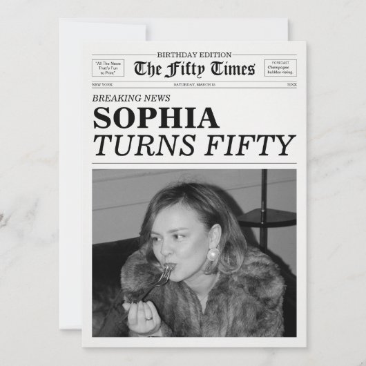 The Fifty Times Newspaper 50th Birthday Party Einladung (Vorderseite)