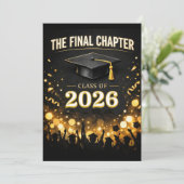 The Final Chapter Elegant Graduation Party Custom Einladung (Stehend Vorderseite)