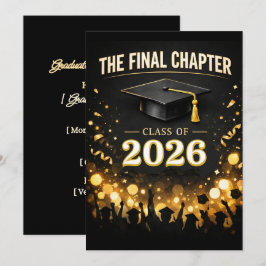 The Final Chapter Elegant Graduation Party Custom Einladung