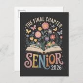 The Final Chapter Senior 2026 Abschluss Blossom Einladungspostkarte (Vorne/Hinten)