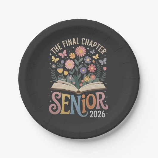 The Final Chapter Senior 2026 Abschluss Blossom Pappteller (Vorderseite)