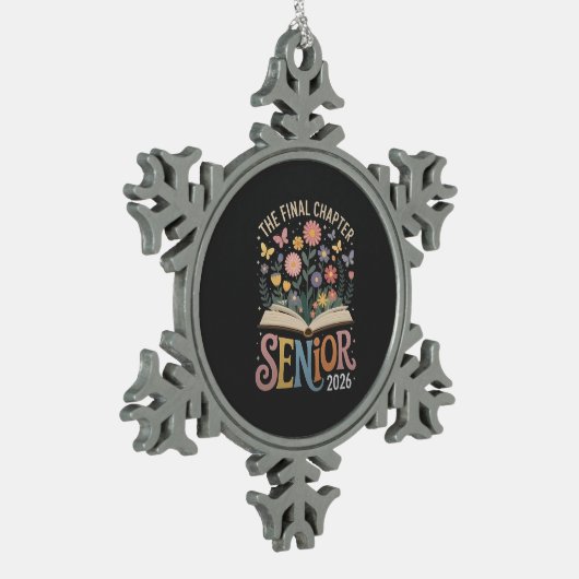 The Final Chapter Senior 2026 Abschluss Blossom Schneeflocken Zinn-Ornament (Links)