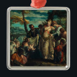 The Finding of Moses by Veronese Fine Art Ornament Aus Metall<br><div class="desc">Elevate your dining room or gallery with this high-fidelity color reproduction of Paolo Veronese’s "The Finding of Moses." This artwork meticulously captures the "Chiaroscuro" of the Venetian school, where the figures are bathed in a soft, silvery light that emphasizes the richness of their attire. The composition highlights the dramatic moment...</div>