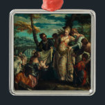 The Finding of Moses by Veronese Fine Art Ornament Aus Metall<br><div class="desc">Elevate your dining room or gallery with this high-fidelity color reproduction of Paolo Veronese’s "The Finding of Moses." This artwork meticulously captures the "Chiaroscuro" of the Venetian school, where the figures are bathed in a soft, silvery light that emphasizes the richness of their attire. The composition highlights the dramatic moment...</div>