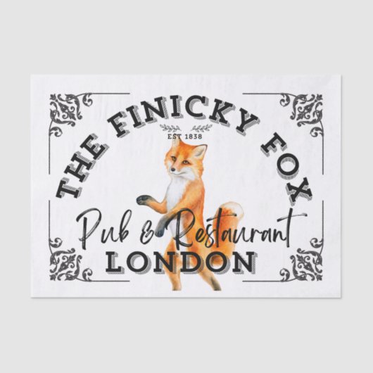 The Finicky Fox - British Pub Sign Seidenpapier (Vorderseite)