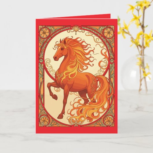 The Fire Horse Karte (Gelbe Blume)