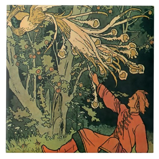 "The Firebird" Märchen Kunst von Ivan Bilibin Fliese (Vorderseite)