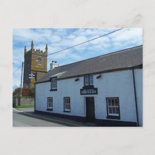 The First & Last Pub in England, Sennen, Cornwall. Postkarte (Vorderseite)