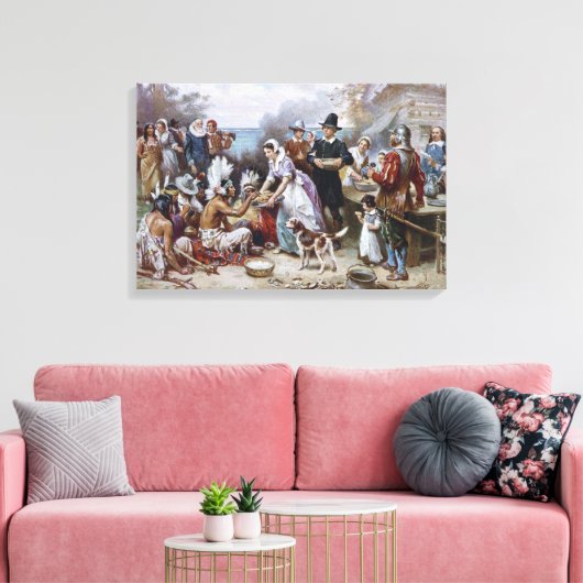 The First Thanksgiving by Jean Ferris c. 1912 Leinwanddruck (Insitu (Wohnzimmer))