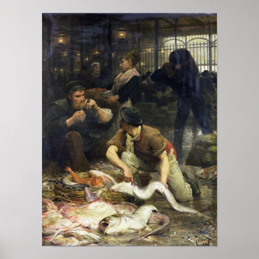 The Fish Market in the Morning, 1880 Poster (Vorne)