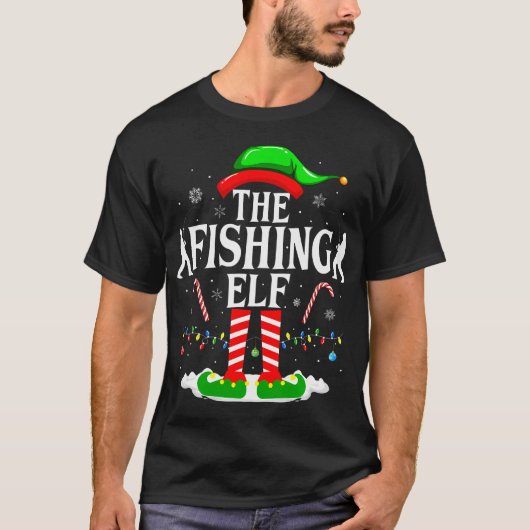 The Fishing Elf Xmas Funny Fisherman Christmas Fis T-Shirt (Vorderseite)