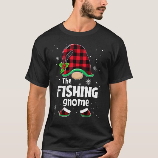 The Fishing Gnome Buffalo Plaid Christmas Matching T-Shirt (Vorderseite)