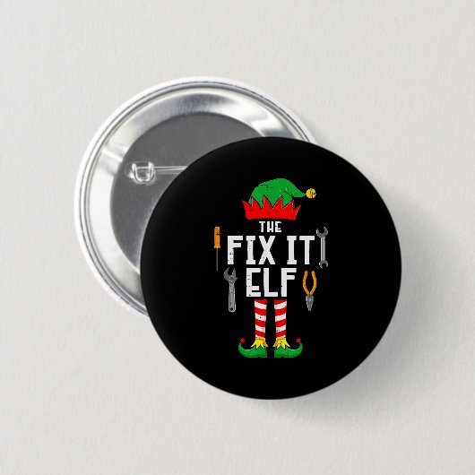 The Fix It Elf Christmas Family Matching Xmas Grou Button (Vorne & Hinten)