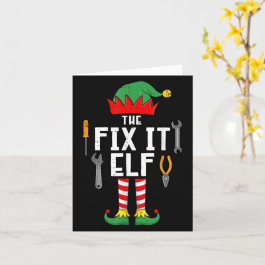 The Fix It Elf Christmas Family Matching Xmas Grou Karte (Gelbe Blume)