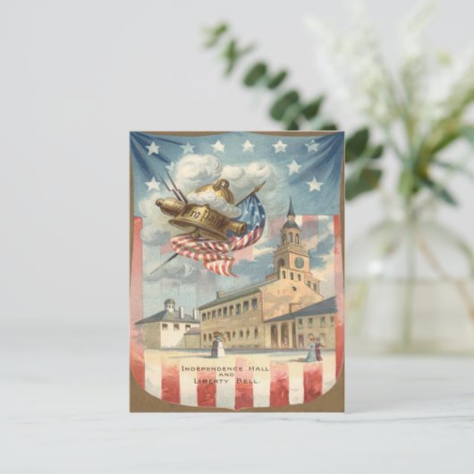 The Flag Independence Hall Liberty Postkarte (Stehend Vorderseite)