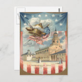 The Flag Independence Hall Liberty Postkarte (Vorne/Hinten)