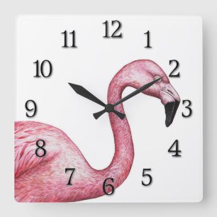 The Flamingo Quadratische Wanduhr