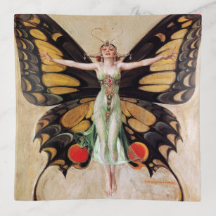 The Flapper Girls Metamorphosis Butterfly 1922 Dekoschale