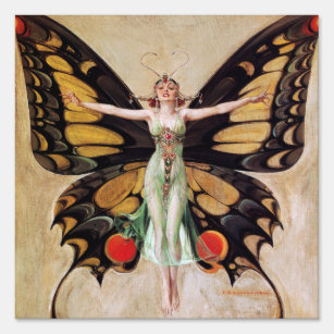 The Flapper Girls Metamorphosis Butterfly 1922 Gartenschild