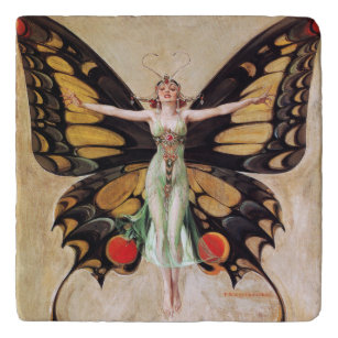 The Flapper Girls Metamorphosis Butterfly 1922 Töpfeuntersetzer