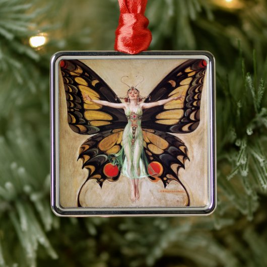 The Flapper Girl's Metamorphosis to Butterfly 1922 Ornament Aus Metall (Baum)