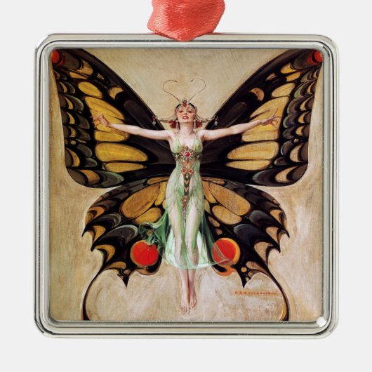 The Flapper Girl's Metamorphosis to Butterfly 1922 Ornament Aus Metall (Vorne)