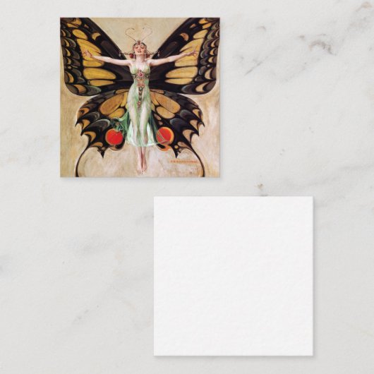 The Flapper Girl's Metamorphosis to Butterfly 1922 Quadratische Visitenkarte (Vorne/Hinten)