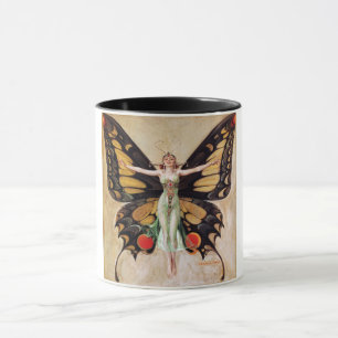 The Flapper Girl's Metamorphosis to Butterfly 1922 Tasse