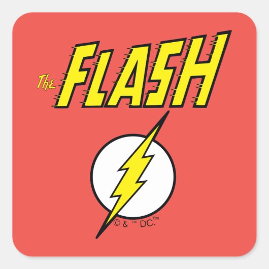 The Flash Name & Blitz-Logo Quadratischer Aufkleber (Vorderseite)