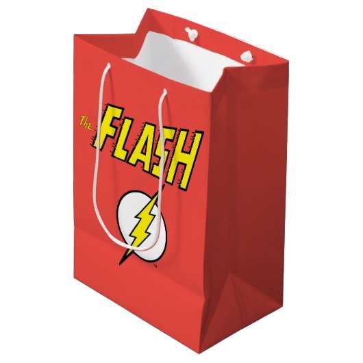 The Flash Name & Lightning Bolt Logo Mittlere Geschenktüte (Vorderseite Schrägansicht)