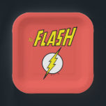 The Flash Name & Lightning Bolt Logo Pappteller<br><div class="desc">Check out this iconic logo for The Flash,  featuring his name in telescopic speed style over the bright yellow lightning bolt in circle icon!</div>