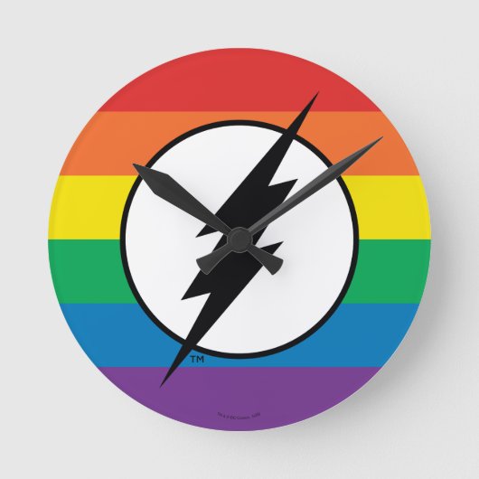 The Flash Rainbow Logo Runde Wanduhr (Vorderseite)