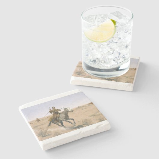 The Flight Frederic Remington Steinuntersetzer (Seitenansicht)