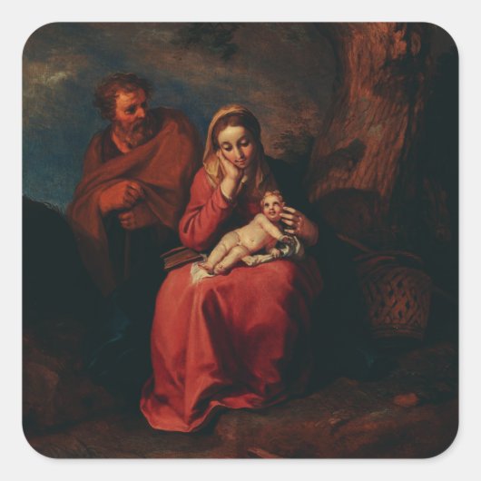 The Flight into Egypt by Abraham Bloemaert Quadratischer Aufkleber (Vorderseite)