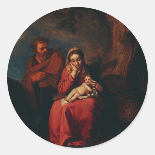 The Flight into Egypt by Abraham Bloemaert  Runder Aufkleber (Vorderseite)