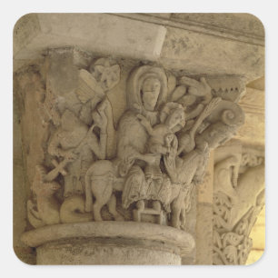The Flight into Egypt, column capital relief from Quadratischer Aufkleber