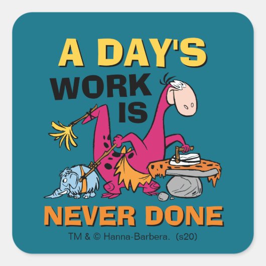 The Flintstones | Dino Cleaning House Quadratischer Aufkleber (Vorderseite)