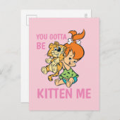 The Flintstones | Pebbles & Her Tiger Einladungspostkarte (Vorne/Hinten)