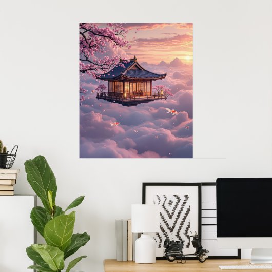 The Floating Teahouse: Dreams of Cherry Blossom Sk Poster (Heimbüro)