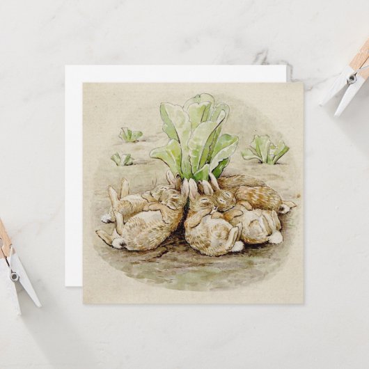 The Flopsy Bunnies Asleep (von Beatrix Potter) Karte (Vorderseite/Rückseite Beispiel)