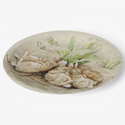 The Flopsy Bunnies Asleep (von Beatrix Potter) Pappteller (Schrägansicht)