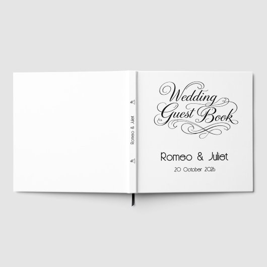 The Flourished Script Wedding Guest Book Gästebuch (Voll)