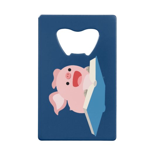 The Flying Book and Cartoon Pig Bottle Opener Kreditkarten Flaschenöffner (Vorderseite)